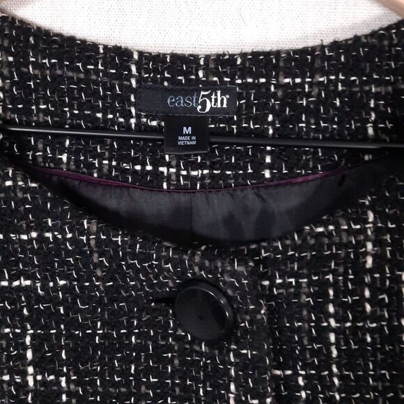 East 5th Women's Tweed Boucle Check Jacket Size Medium Black & White 100% Cotton - Picture 11 of 16
